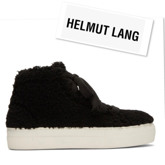 Helmut Lang Shoes - Helmut Lang Black Shearling Stitched High-Top Sneakers Size It 38.5 US 8.5